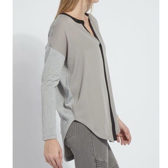 Lysse Contrast Millie Top Blouse Gray XS - Picture 2 of 10